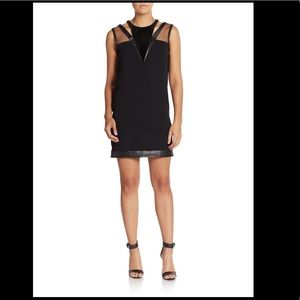 The Kooples Leather & Velvet Trim Shift Dress